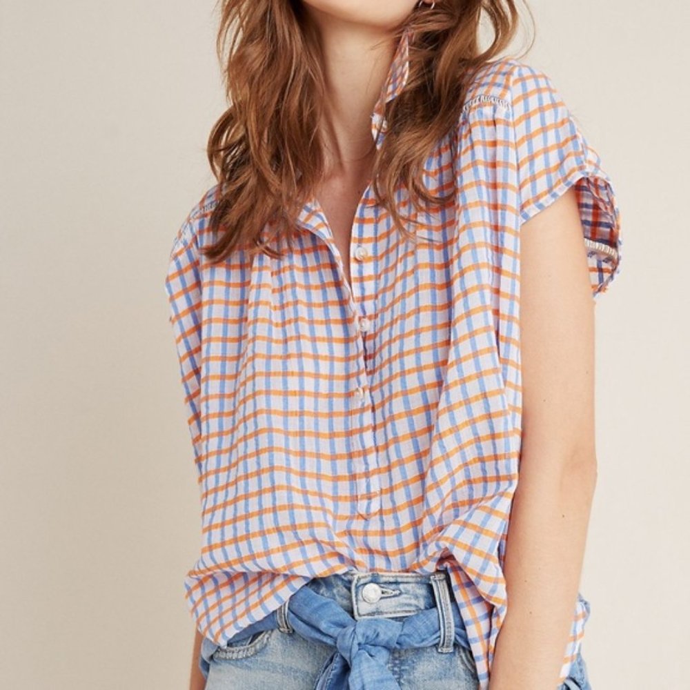 Anthropologie Pilcro Serena Surf Henley Blouse Sm